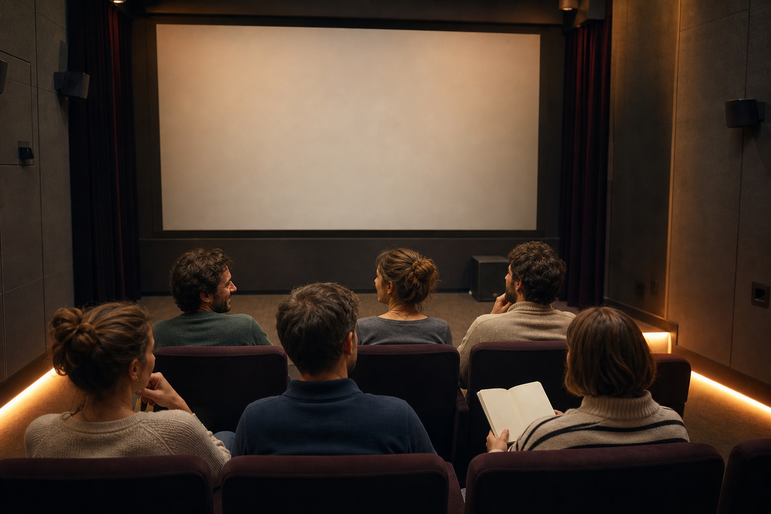 Skupina gledatelja bira prvi film za maraton u maloj kino dvorani